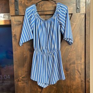 Blue Striped Romper